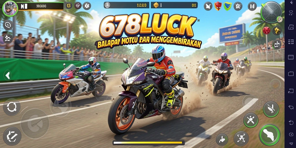 Gameplay mendebarkan dalam balapan motor di 678LUCK.