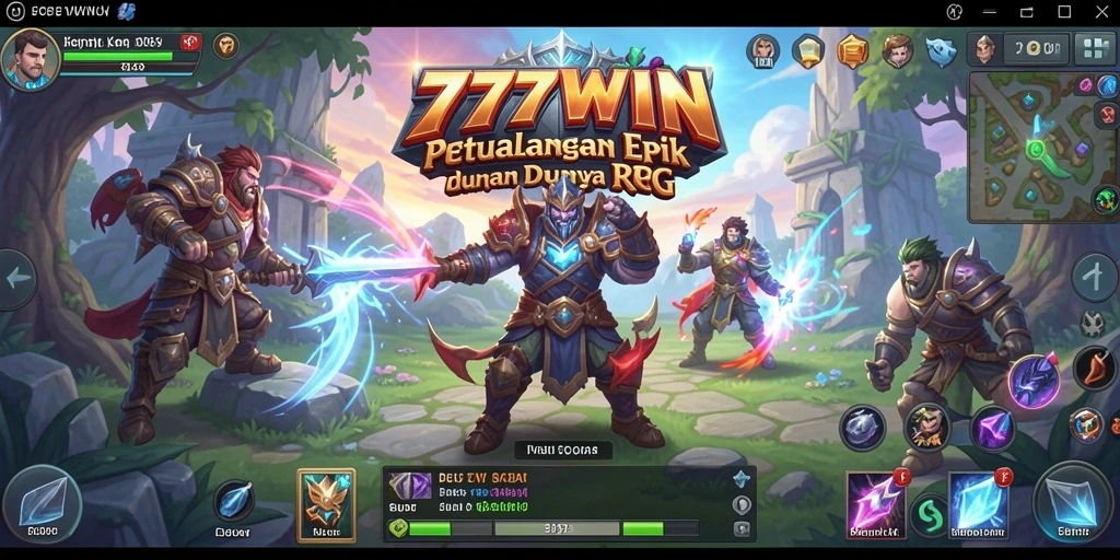 Screenshot 777WIN menampilkan karakter beraksi dalam pertempuran RPG yang seru.