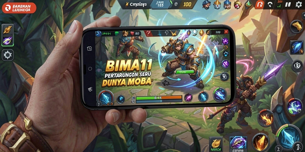 Gameplay BIMA11 yang seru dan penuh strategi di arena pertempuran.