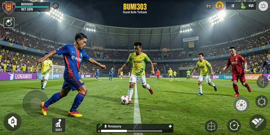 Gameplay BUMI303 yang mendebarkan saat pertandingan sepak bola.