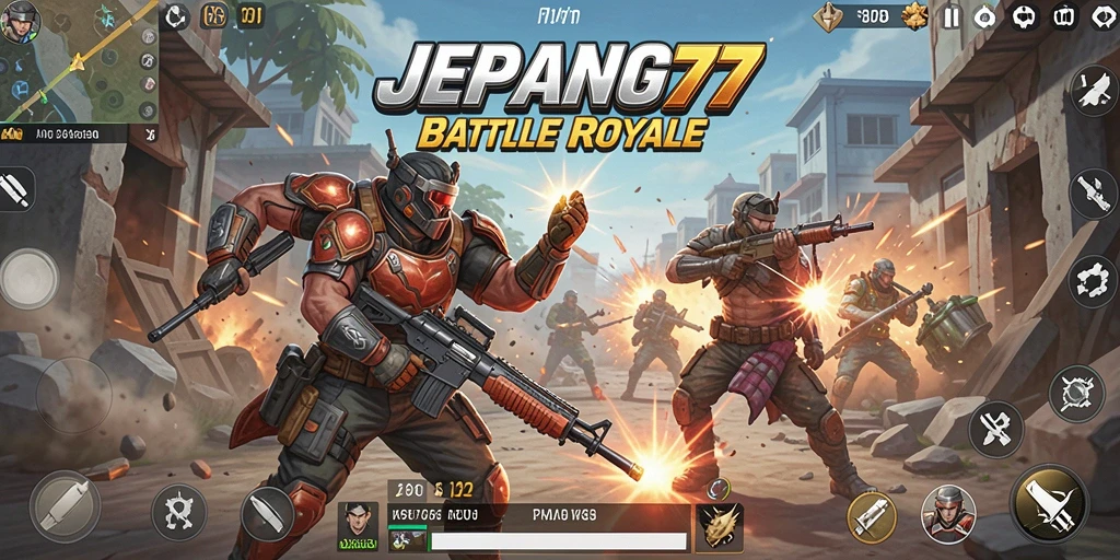 Screenshot dari gameplay Battle Royale, menunjukkan aksi pertempuran seru.