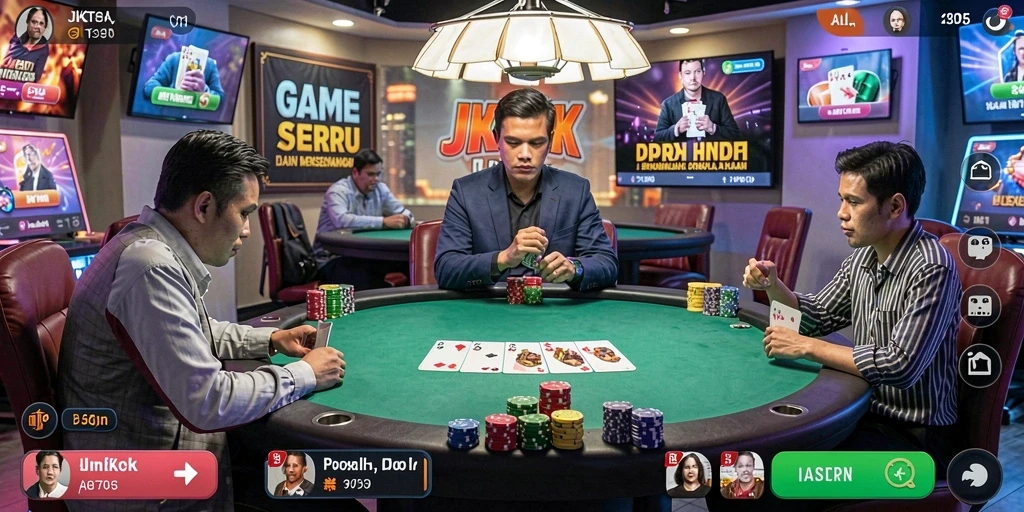 Tampilan antarmuka utama JKTOK dengan gameplay Poker yang menarik.