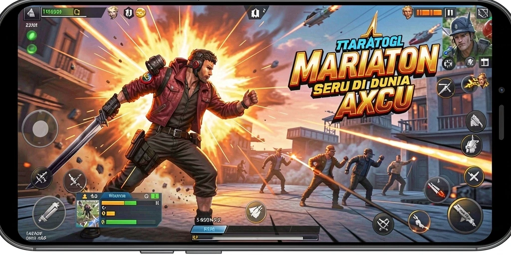 Tangkapan layar utama MARIATOGL menampilkan aksi pertarungan seru.