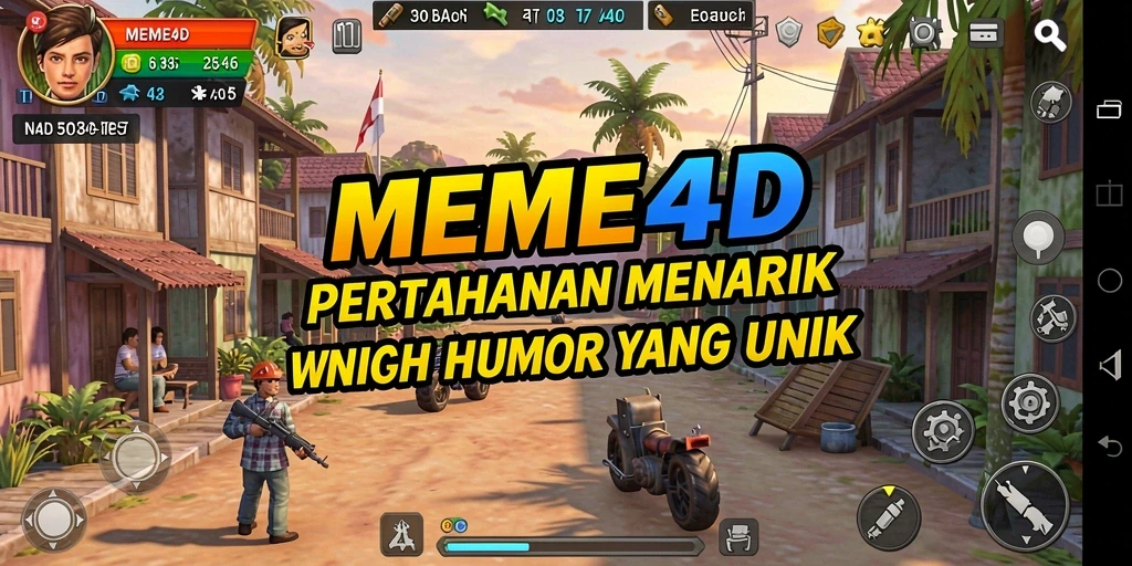 Tampilan gameplay menarik dari MEME4D yang menampilkan pertahanan unik.