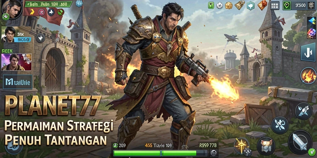 Tangkapan layar menampilkan aksi intens dalam permainan strategi PLANET77.