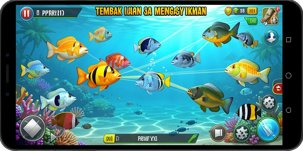 Tampilan gameplay PPRRYY yang menampilkan aksi Tembak Ikan seru.
