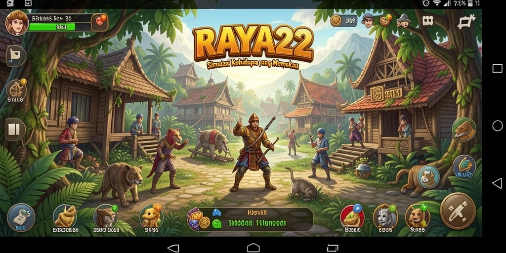 Screenshot utama RAYA22 menampilkan gameplay yang interaktif dan mendalam.