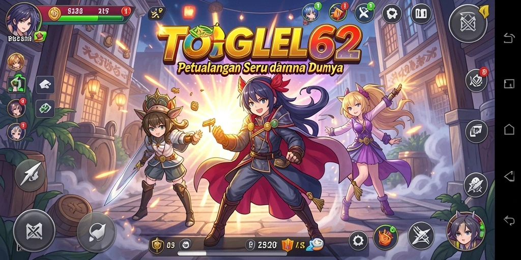 Screenshot gameplay TOGEL62 dengan karakter anime beraksi.