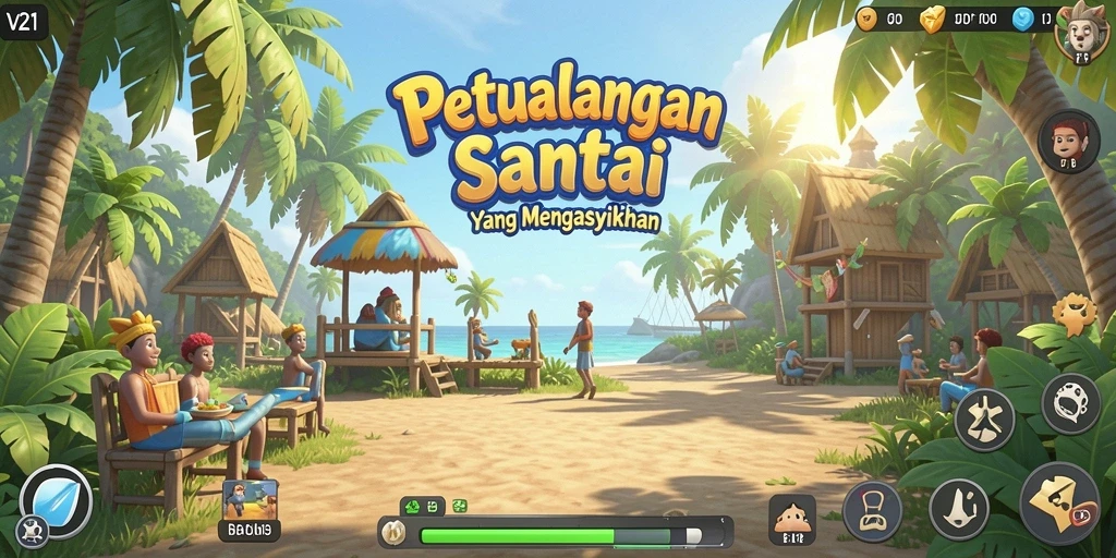 Tampilan gameplay V21 yang menawan dan penuh warna.