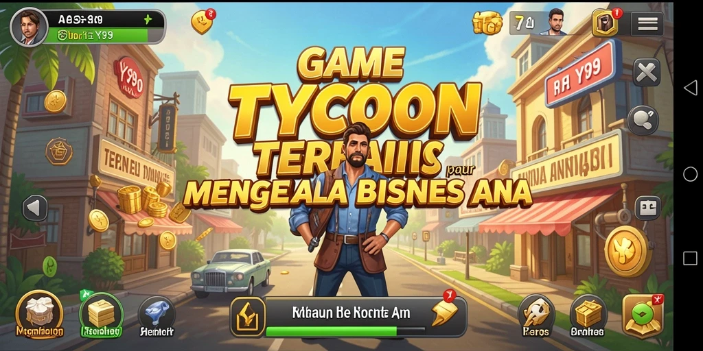 Tampilan gameplay Y89 yang menampilkan manajemen bisnis yang seru.