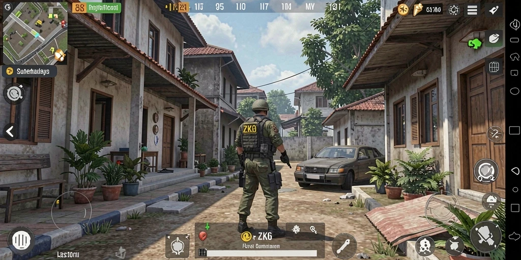 Tampilan gameplay ZK6 dalam simulasi kehidupan sehari-hari.