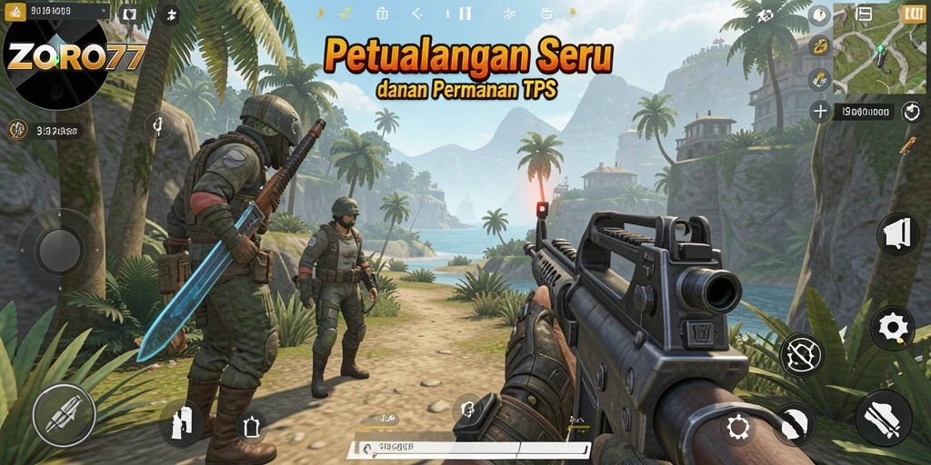 Tampilan aksi menegangkan dalam gameplay ZORO77.